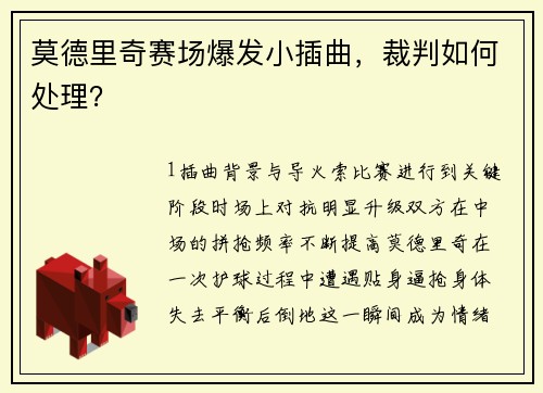 莫德里奇赛场爆发小插曲，裁判如何处理？